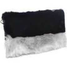 Borsette Made In Italia  Pochette rettangolare in peluche bicolore nera e grigia con cat