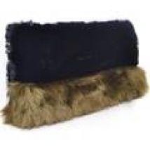 Borsette Made In Italia  Pochette rettangolare in peluche bicolore nera e verde con cate