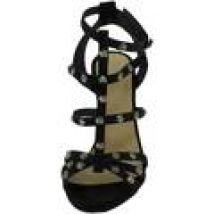Sandali Malu Shoes  sandali tacco nero art.st77891 con borchie tacco doppio vera pe