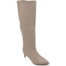 Stivali Corina  Stivali alti donna al ginocchio in pelle beige a punta tacco a