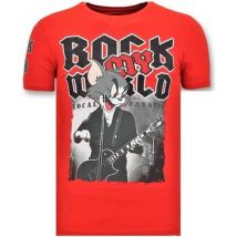 T-shirt Korte Mouw Local Fanatic Rock My World Cat