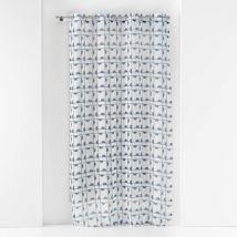 Vitrages Douceur d intérieur PANNEAU A OEILLETS 140 x 240 CM VOILE SABLE IMPRIME GABI BLEU