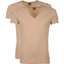 Suitable  T-shirt T-shirt Beige Diepe V hals Vitaru Stretch 2-Pack