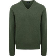 Sweater William Lockie Pullover Lamswol V-hals Rosemary Groen