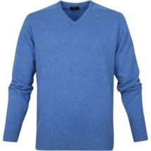 Sweater William Lockie V-Hals Lamswol Lichtblauw