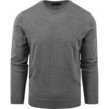 Sweater Suitable Merino Pullover Ronde Hals Antraciet