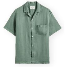 Overhemd Korte Mouw Portuguese Flannel Linen Camp Collar Shirt - Dry Green