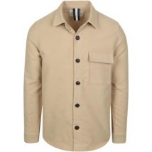 Overhemd Lange Mouw Profuomo Overshirt Moleskin Beige
