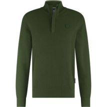 Sweater State Of Art Half Zip Trui Structuur Donkergroen