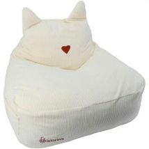 Stoel Domiva Pouf Félin en velours côtelé beige pour enfants