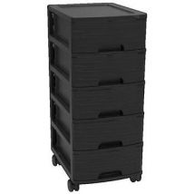 Trunks, opbergdozen Eda Plastique Meuble de rangement 5 tiroirs à roulettes Noir