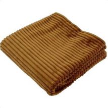 Plaids, deken Domiva Couverture boudoir micro-velours côtelé caramel