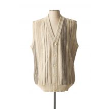 LOUIS FASHION - Gilet sans manche beige en laine vierge - Homme - Taille 6XL - Modz