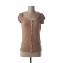 STEFAN GREEN - Gilet manches courtes marron en lin pour femme - Taille 36 - Modz