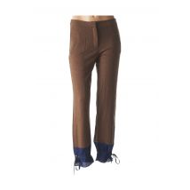 JC DE CASTELBAJAC - Pantalon droit marron en lyocell - Femme - Taille 36 - Modz