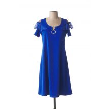 COULEURS DU TEMPS - Robe mi-longue bleu en polyester pour femme - Taille 40 - Modz