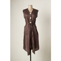 BATISTAME - Manteau long marron en polyester - Femme - Taille 38 - Modz