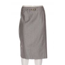 FRANK WALDER - Jupe mi-longue marron en laine vierge - Femme - Taille 50 - Modz