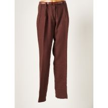 TERRE DE FÉES - Pantalon droit marron en lin - Femme - Taille 38 - Modz
