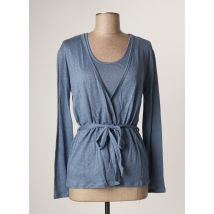 YAYA - Gilet cache-cœur bleu en lin - Femme - Taille 34 - Modz