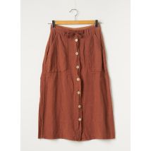 ONE STEP - Jupe mi-longue marron en lin - Femme - Taille 34 - Modz
