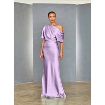 AMSALE - Robe longue violet en polyester - Femme - Taille 38 - Modz