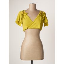 COLINE - Gilet cache-cœur vert en coton - Femme - Taille 36 - Modz