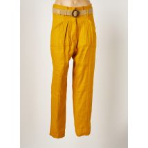 LA PETITE FRANCAISE - Pantalon droit jaune en lin - Femme - Taille 36 - Modz