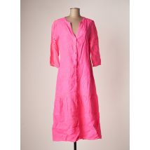 K-DESIGN - Robe longue rose en lin pour femme - Taille 36 - Modz