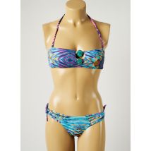 MISS BIKINI - Maillot de bain 2 pièces bleu en polyamide - Femme - Taille 40 - Modz
