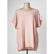 COULEURS DU TEMPS - T-shirt rose en lin pour femme - Taille 38 - Modz