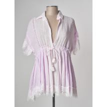 LES NÉO BOURGEOISES - Tunique manches courtes violet en ramie - Femme - Taille TU - Modz