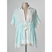 LES NÉO BOURGEOISES - Tunique manches courtes bleu en ramie - Femme - Taille TU - Modz