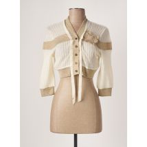 CARLOPIK - Gilet manches longues beige en coton - Femme - Taille 38 - Modz