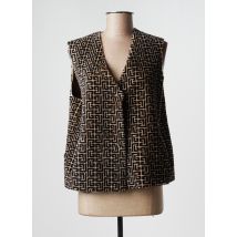 SUITE 109 BY VENTCOUVERT - Gilet sans manche marron en cuir d'agneau - Femme - Taille 42 - Modz