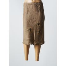 CLAUDIA GIL - Jupe mi-longue marron en ramie - Femme - Taille 38 - Modz