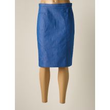 CHRISTIAN MARRY - Jupe mi-longue bleu en coton - Femme - Taille 48 - Modz