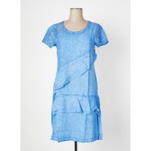 MALOKA - Robe mi-longue bleu en lin - Femme - Taille 36 - Modz