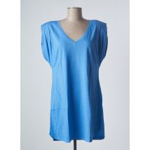 SANFASON - Tunique manches courtes bleu en coton - Femme - Taille 36 - Modz