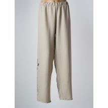 UNICA PLUS - Pantalon droit beige en polyester - Femme - Taille 46 - Modz