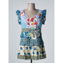 SAVAGE CULTURE - Tunique manches courtes bleu en coton - Femme - Taille 36 - Modz