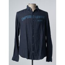 EMPORIO ARMANI - Chemise manches longues bleu en lin - Homme - Taille XL - Modz