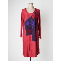 POISSONS BLANCS - Robe mi-longue rouge en viscose - Femme - Taille 42 - Modz