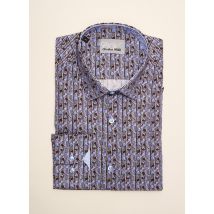 CHRISTIAN VALER - Chemise manches longues bleu en coton - Homme - Taille M - Modz