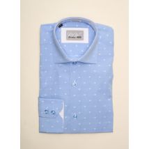 CHRISTIAN VALER - Chemise manches longues bleu en coton - Homme - Taille S - Modz