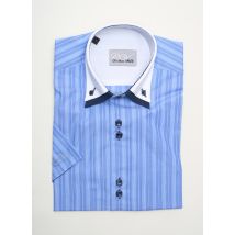 CHRISTIAN VALER - Chemise manches courtes bleu en coton - Homme - Taille S - Modz