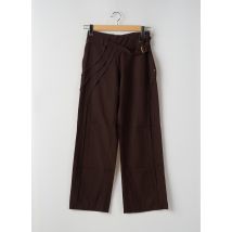 2 TWO - Pantalon droit marron en coton - Femme - Taille 38 - Modz