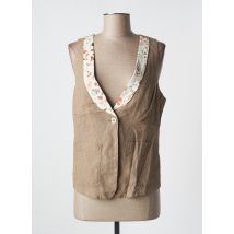 ONE STEP - Gilet sans manche marron en coton - Femme - Taille 40 - Modz