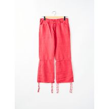 LA BRIGADA INTERNACIONAL - Pantalon 7/8 rouge en lin - Femme - Taille 42 - Modz