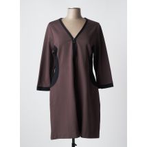 MALOKA - Robe mi-longue marron en viscose - Femme - Taille 42 - Modz